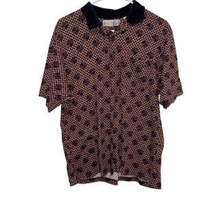 Vintage Grand Slam Mens M Polo Shirt Geometric Pattern Short Sleeve Collared Top